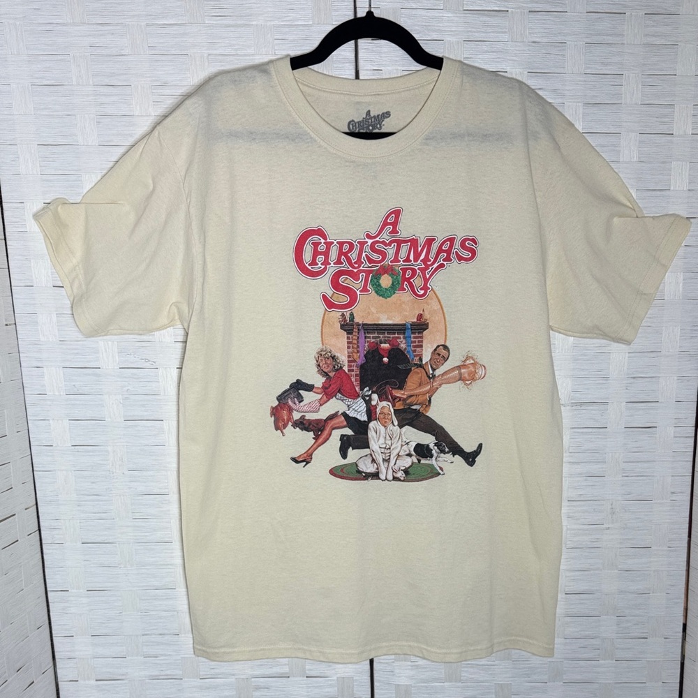 A Christmas Story Cream Leg Lamp Graphic Tee Shirt Size Large
